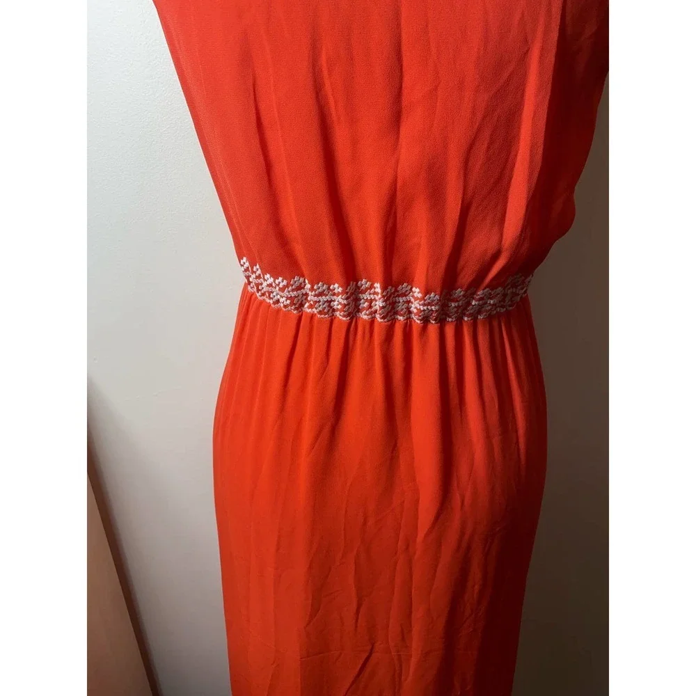 Anthropologie THML Orange Embroidered Boho Halter Maxi Dress size Small EUC - Picture 6 of 14